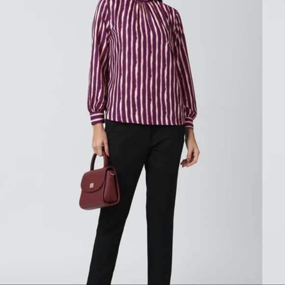 Van Huesen classy tie neck top in shade of purple and pink, brand new L size - Picture 3 of 7